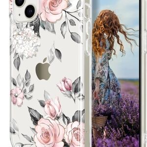 Pink and Gray Floral iPhone Case with Transparent Design